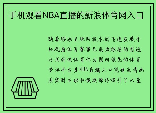 手机观看NBA直播的新浪体育网入口
