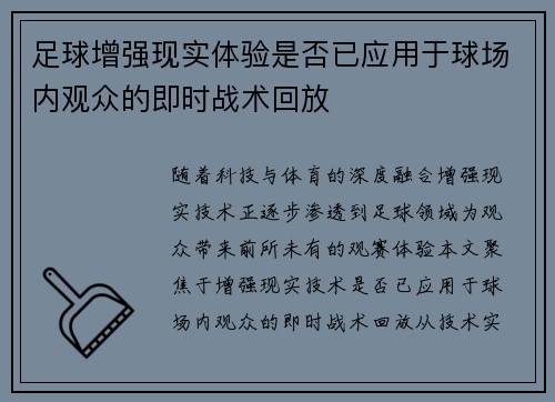 足球增强现实体验是否已应用于球场内观众的即时战术回放